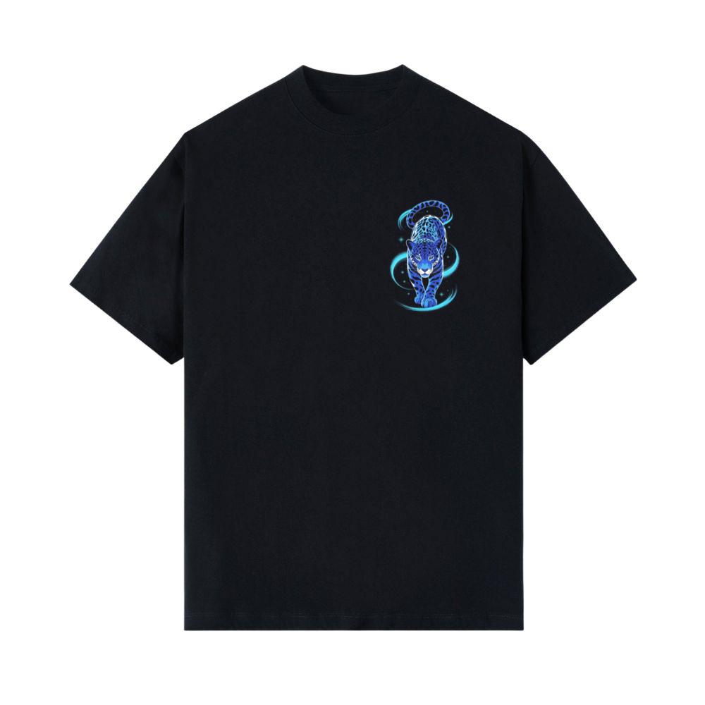 Blue Panther Spirit Animal Neon Cat Graphic T-Shirts