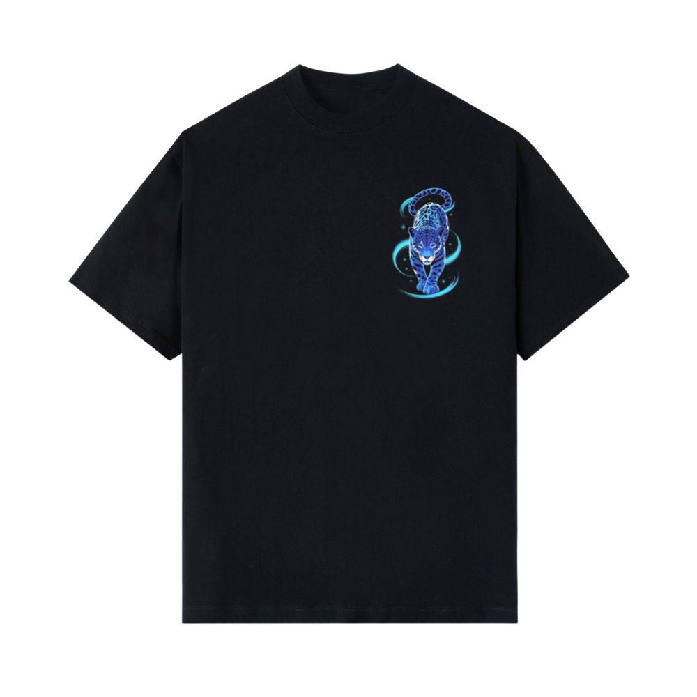 Blue Panther Spirit Animal Neon Cat Graphic T-Shirts