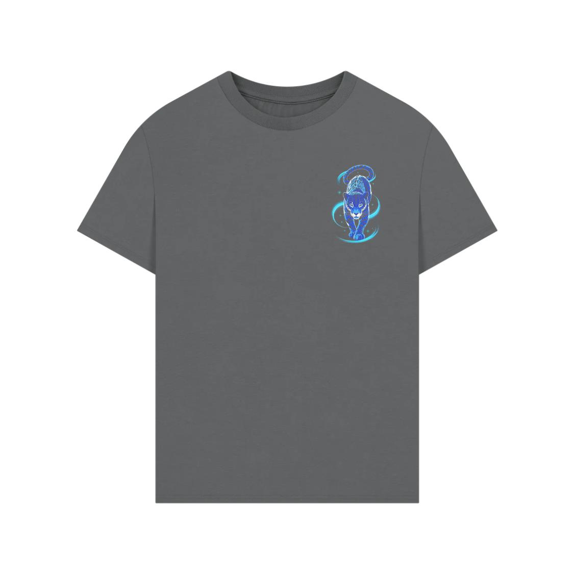 Blue Panther Spirit Animal Neon Cat Graphic T-Shirts