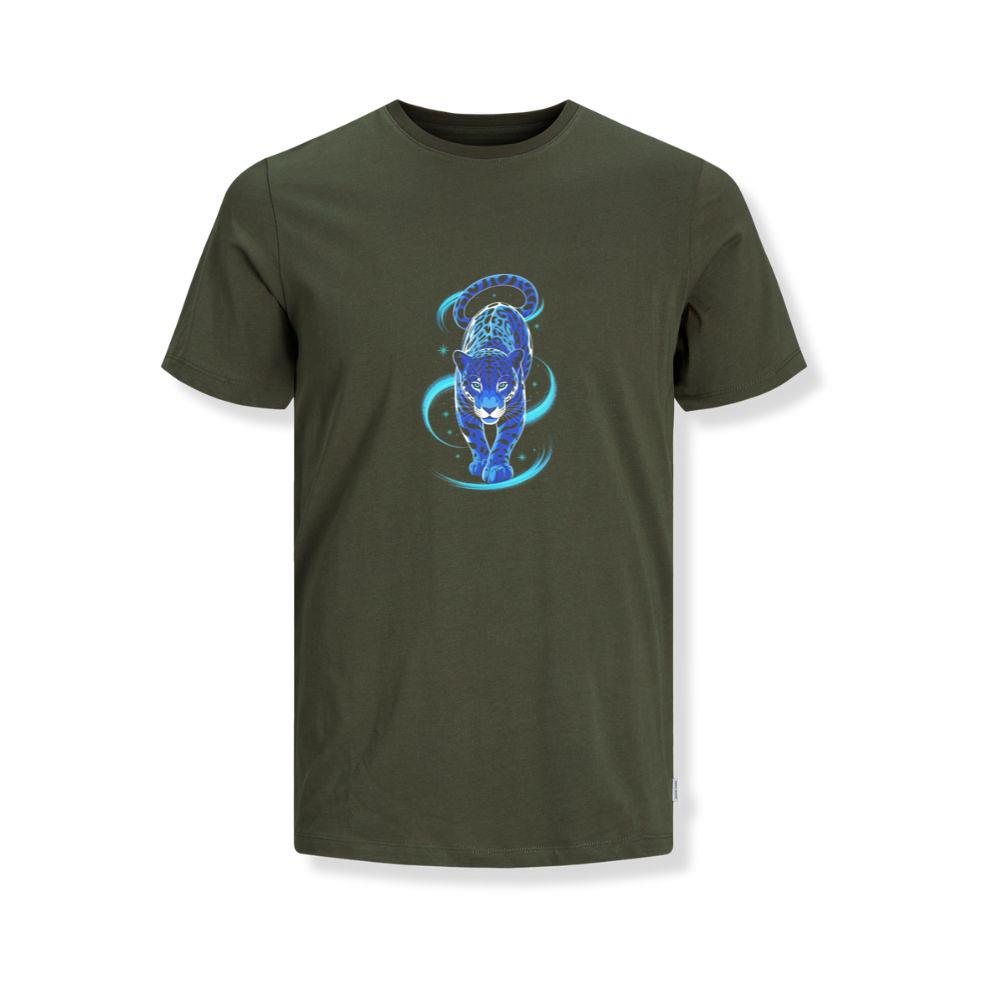 Blue Panther Spirit Animal Neon Cat Graphic T-Shirts - Image 3