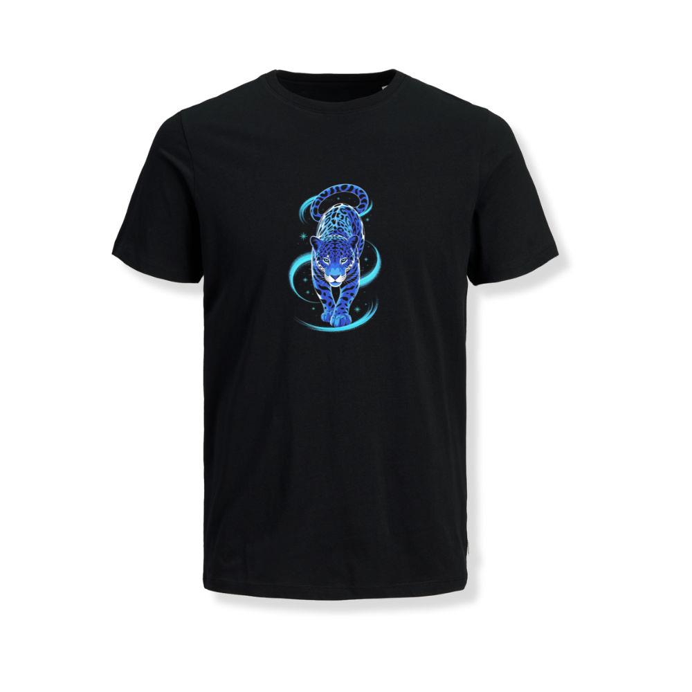 Blue Panther Spirit Animal Neon Cat Graphic T-Shirts