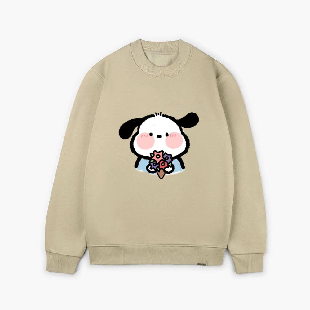 Blushing Puppy with Flowers Sweatsrhits