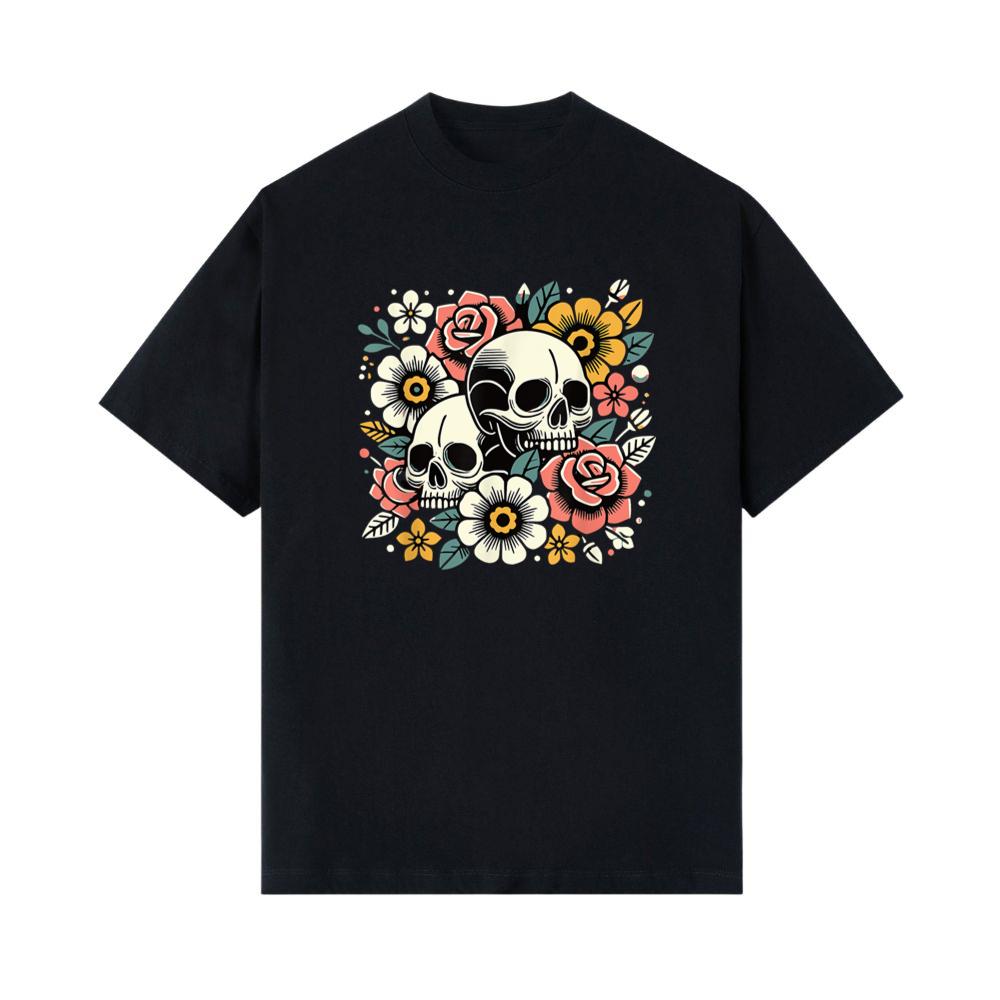 Boho Wildflowers Floral Nature Flower Skull Graphics T-Shirt 