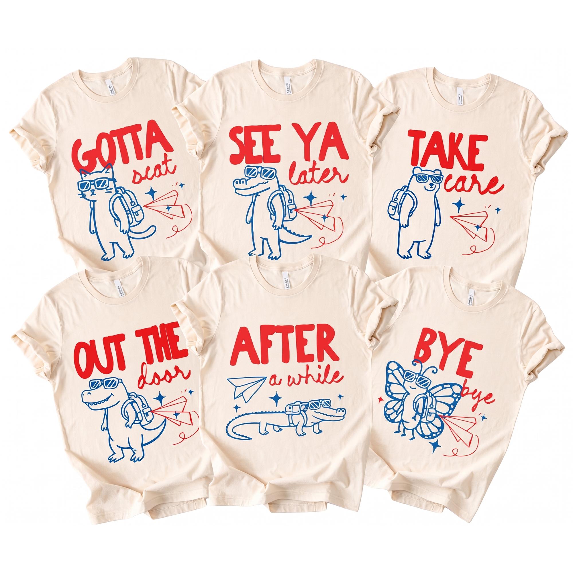 BojjiCo See Ya Later Alligator Take Care Bear Matching Graphic T-Shirts For Teachers Retro Cute Aesthetic Cream Last Day of School Teacher Shirt Matching Teacher Team Group Shirts End of Year Summer Teacher Tee School's Out Gift Bundle Shirt