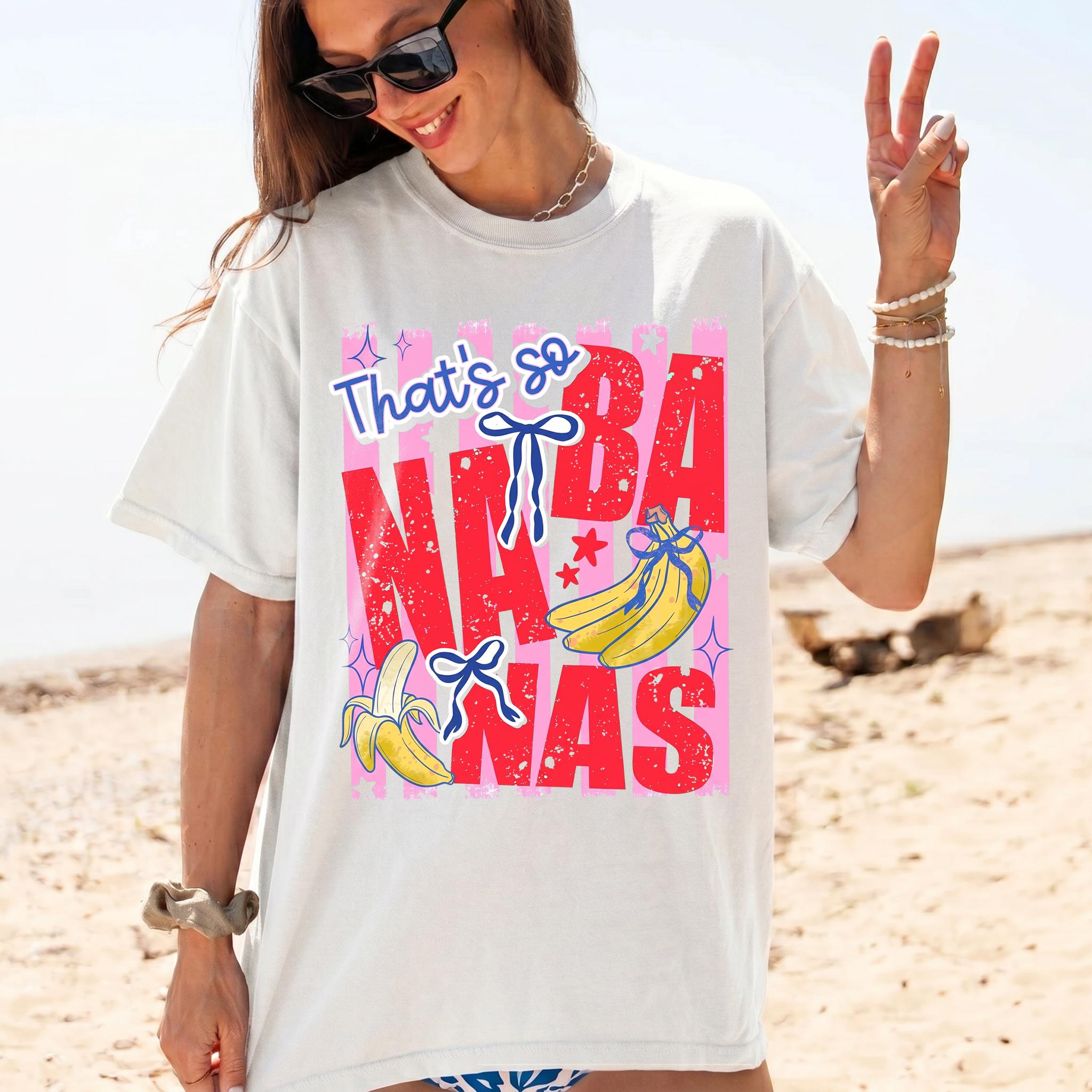 BojjiCo That's So Banana Summer Coquette Bow Graphic T-Shirt Cute Pink Yellow Aesthetic Oversized Tee For Women Trendy Summer Beach Vacation Outfit Y2K Casual Short Sleeve White Cotton Top Girls - Image 5