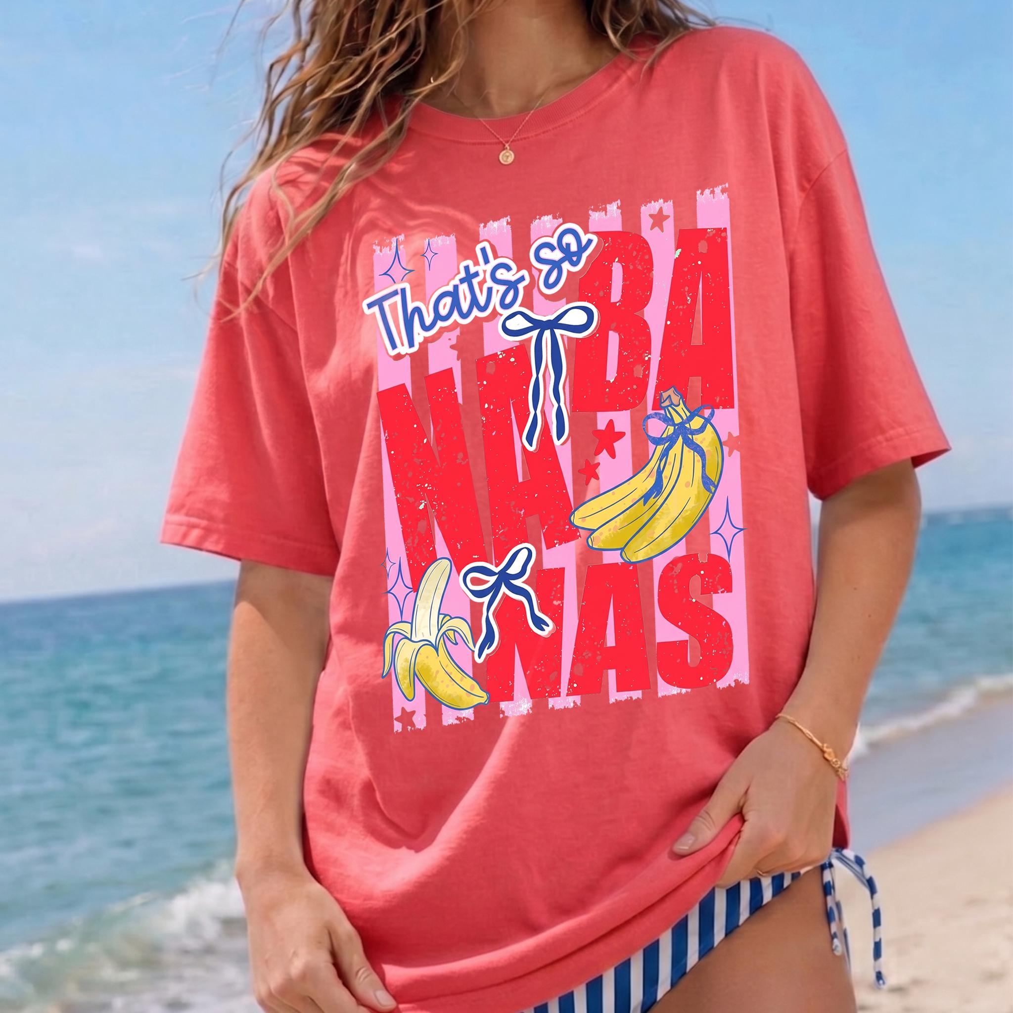 BojjiCo That's So Banana Summer Coquette Bow Graphic T-Shirt Cute Pink Yellow Aesthetic Oversized Tee For Women Trendy Summer Beach Vacation Outfit Y2K Casual Short Sleeve White Cotton Top Girls - Image 4