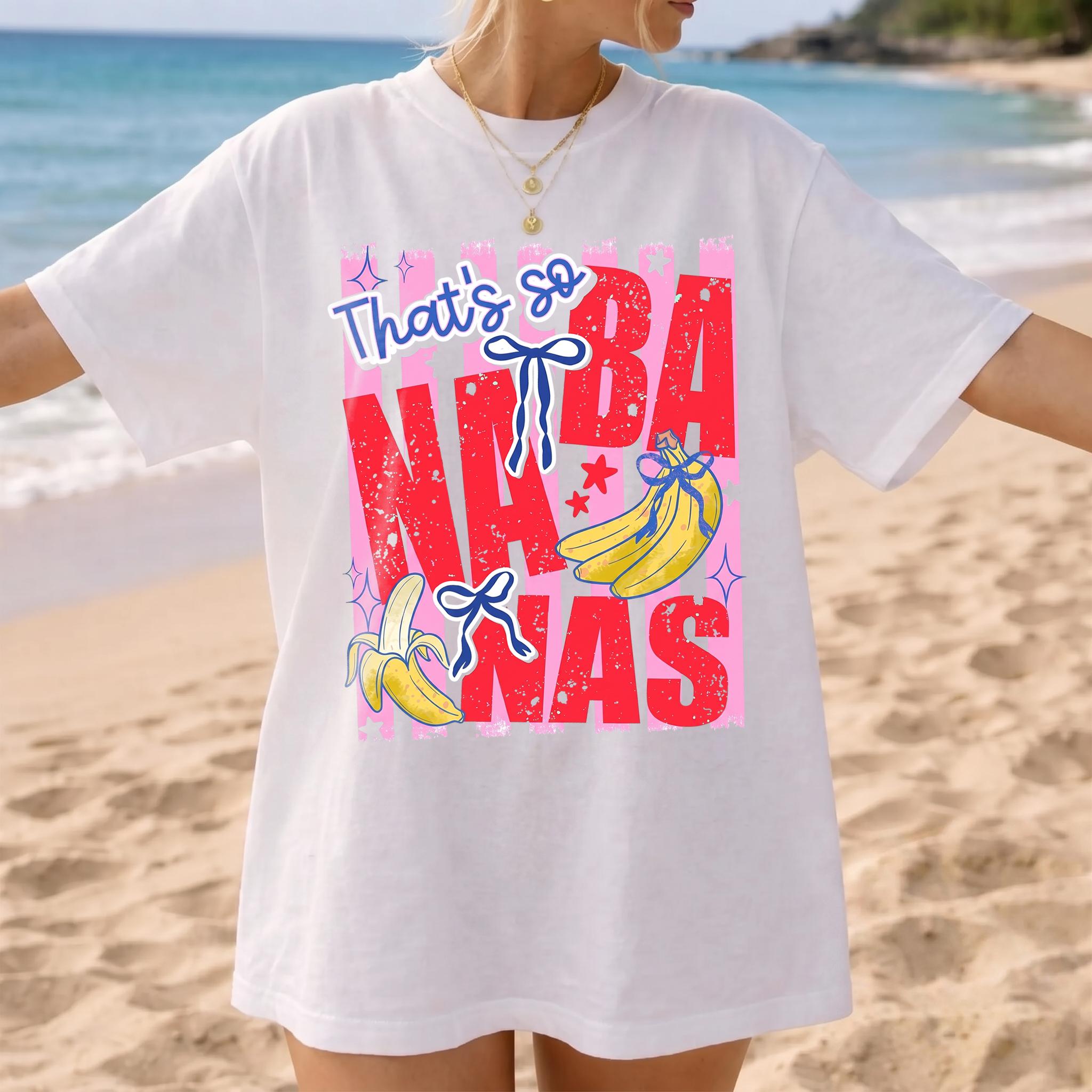 BojjiCo That's So Banana Summer Coquette Bow Graphic T-Shirt Cute Pink Yellow Aesthetic Oversized Tee For Women Trendy Summer Beach Vacation Outfit Y2K Casual Short Sleeve White Cotton Top Girls - Image 3
