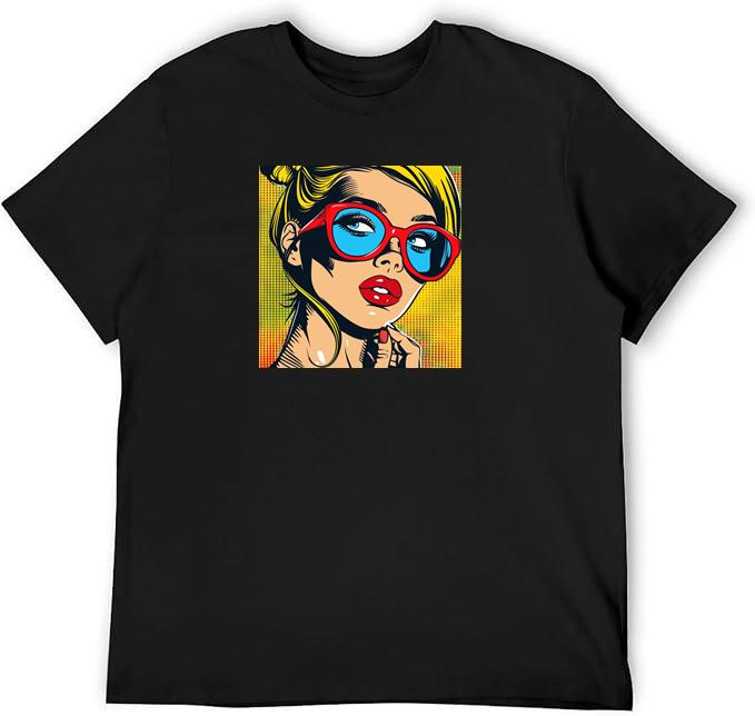 Bold Hues Illuminate a Woman's Gaze Behind Scarlet Frames T-Shirts