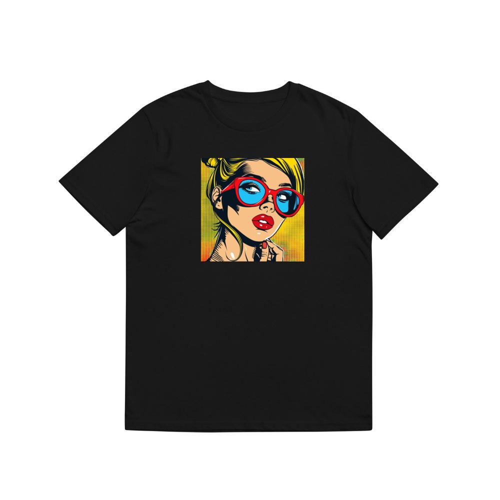 Bold Hues Illuminate a Woman's Gaze Behind Scarlet Frames T-Shirts