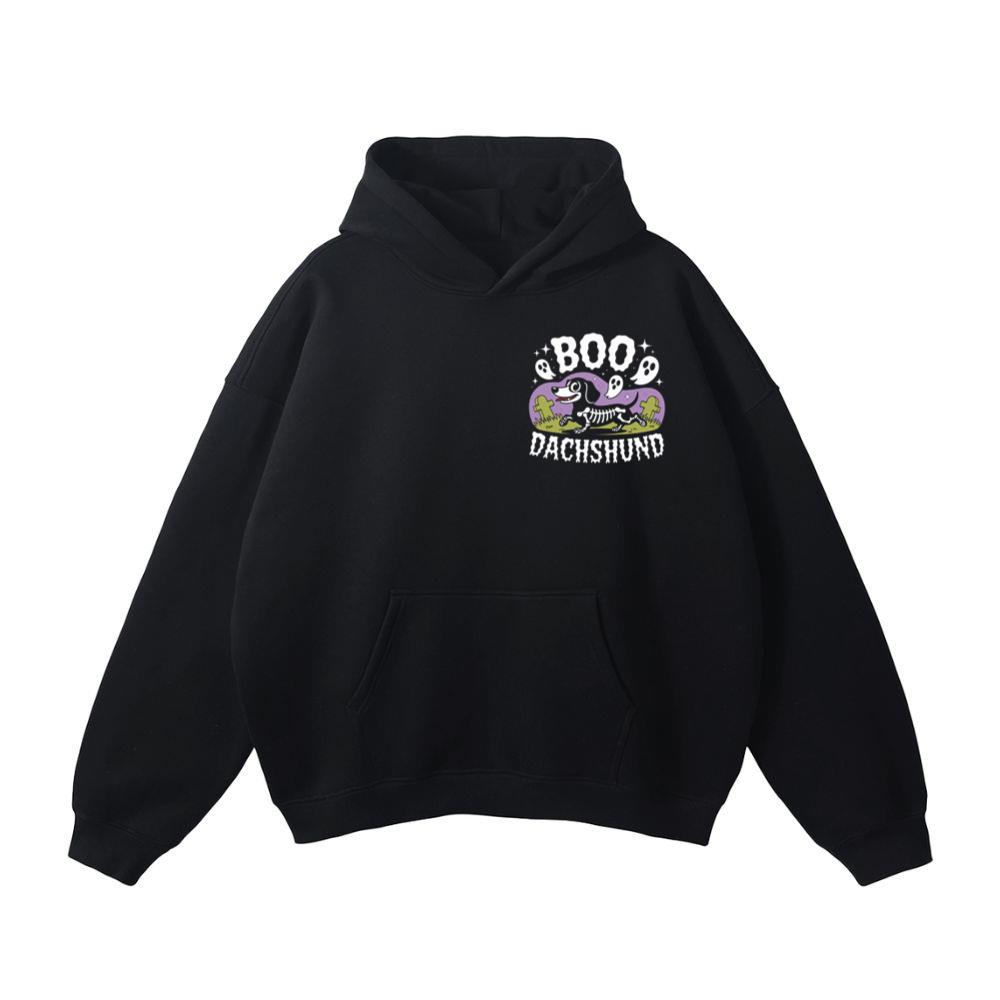 Boo Dachshund Skeleton Dog Halloween Cartoon Design Hoodie