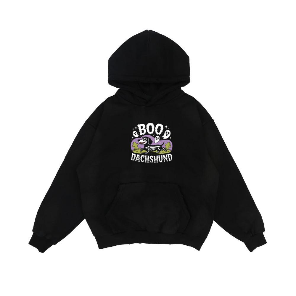 Boo Dachshund Skeleton Dog Halloween Cartoon Design Hoodie