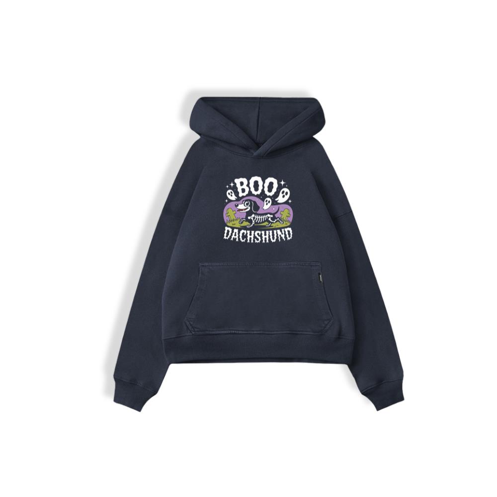Boo Dachshund Skeleton Dog Halloween Cartoon Design Hoodie - Image 2