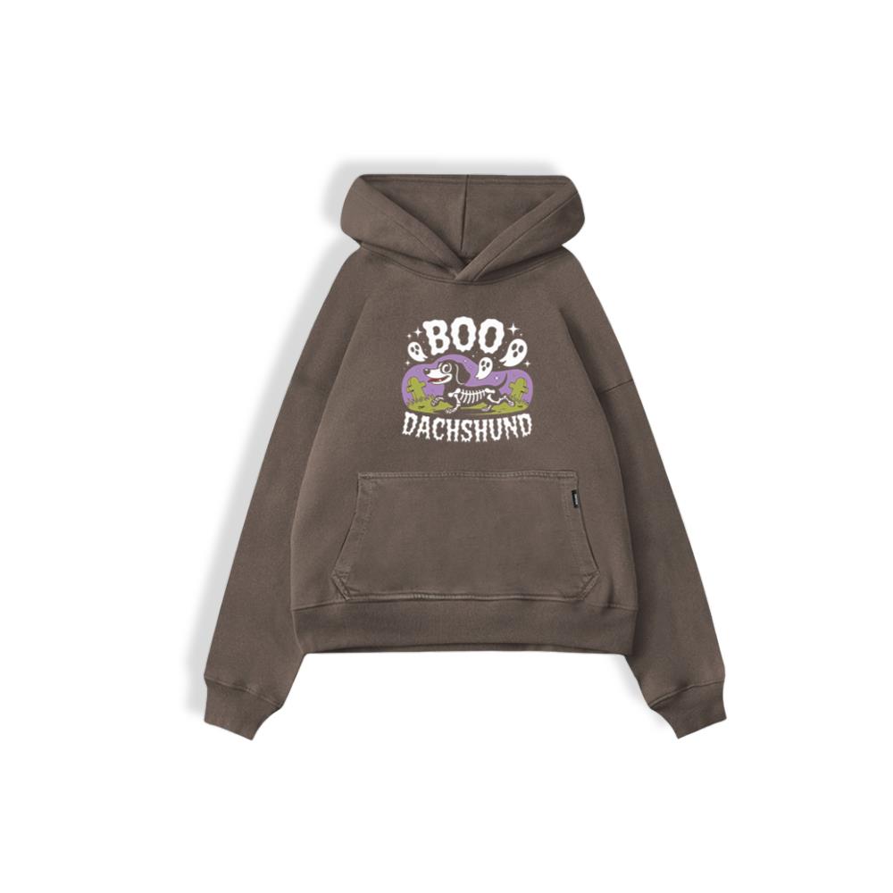 Boo Dachshund Skeleton Dog Halloween Cartoon Design Hoodie - Image 3