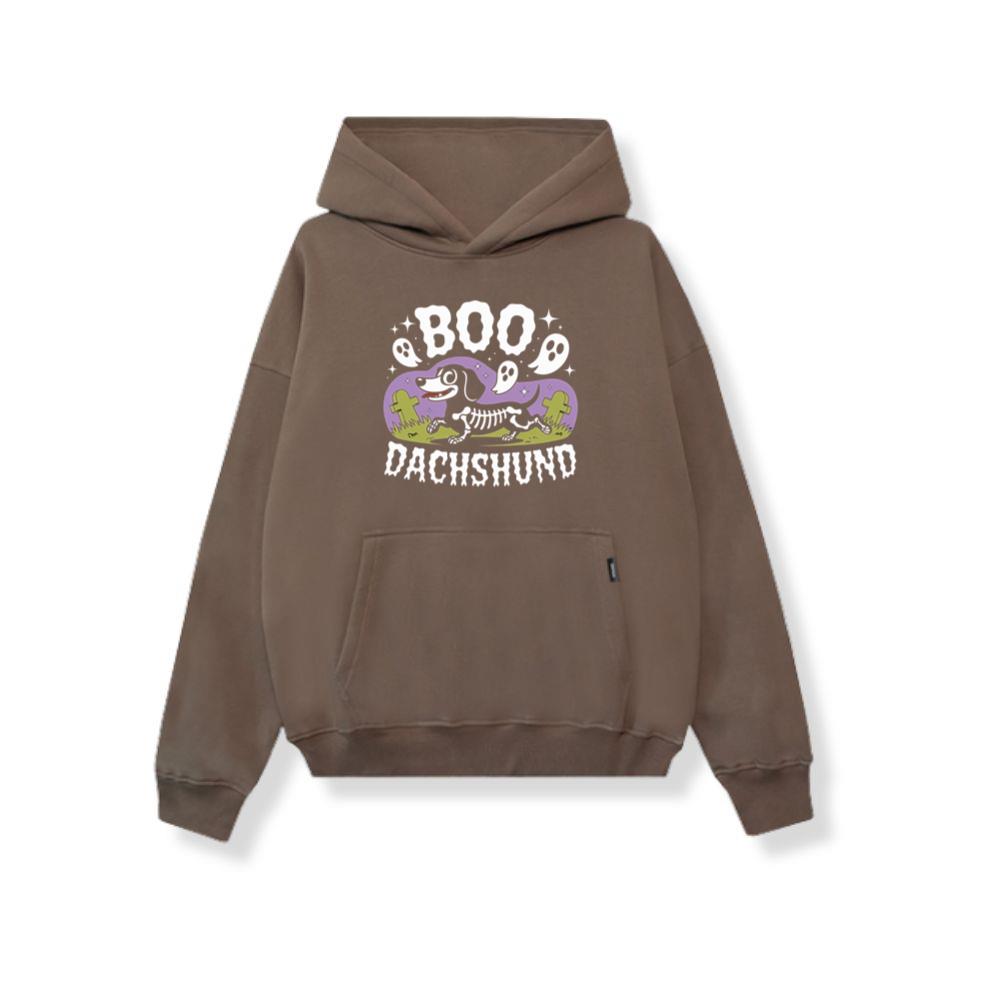 Boo Dachshund Skeleton Dog Halloween Cartoon Design Hoodies 2