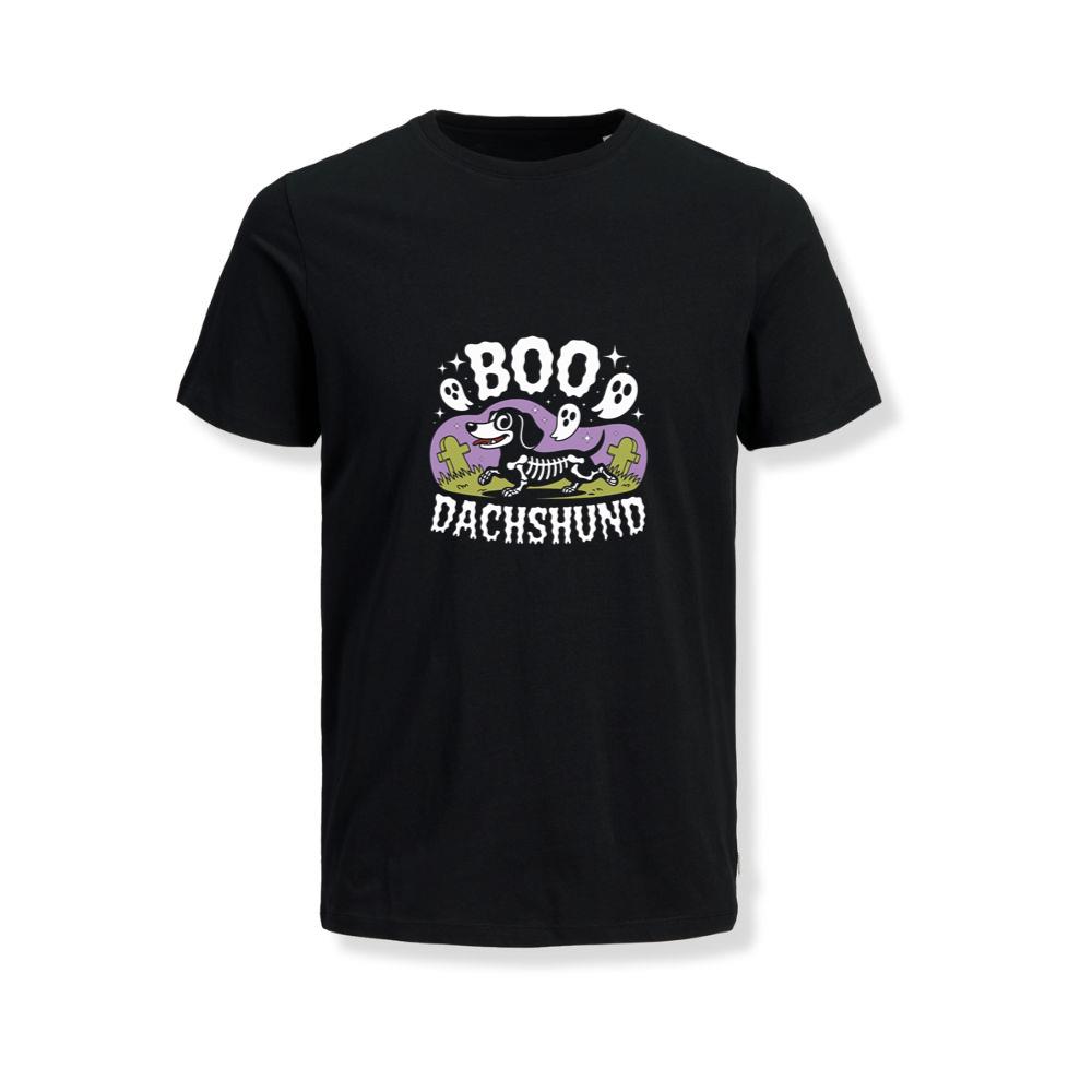 Boo Dachshund Skeleton Dog Halloween Cartoon Design T-Shirts