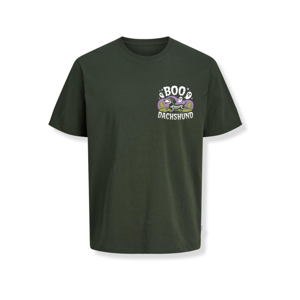 Boo Dachshund Skeleton Dog Halloween Cartoon Design T-Shirts