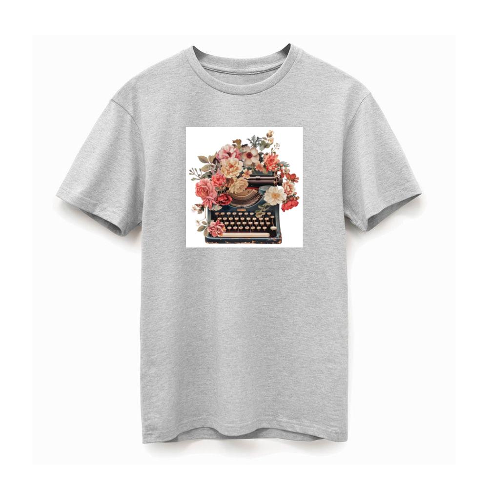 Botanical Illustration of Typewriter and Blooms TShirts Britishtransit