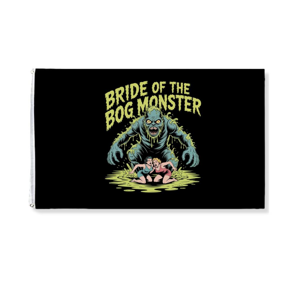 Bride of the Bog Monster Horror Retro Graphic Flag