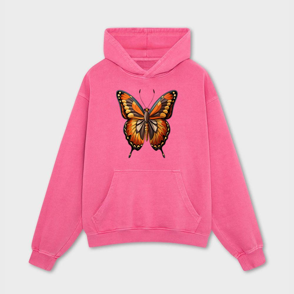 Bright Orange Cartoon Butterfly Hoodies
