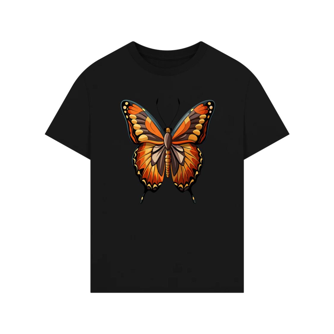 Bright Orange Cartoon Butterfly T-Shirt