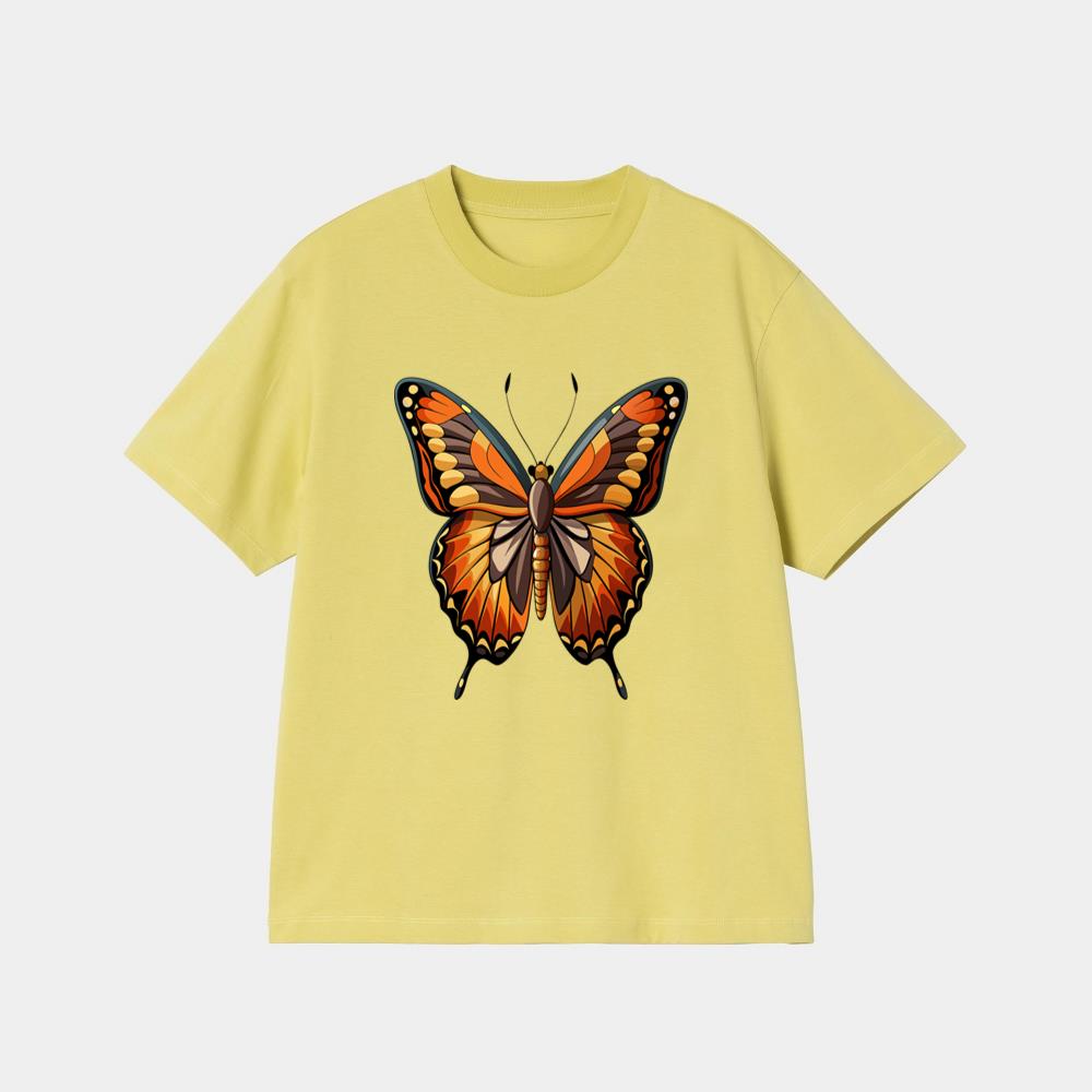 Bright Orange Cartoon Butterfly T-Shirt - Image 3