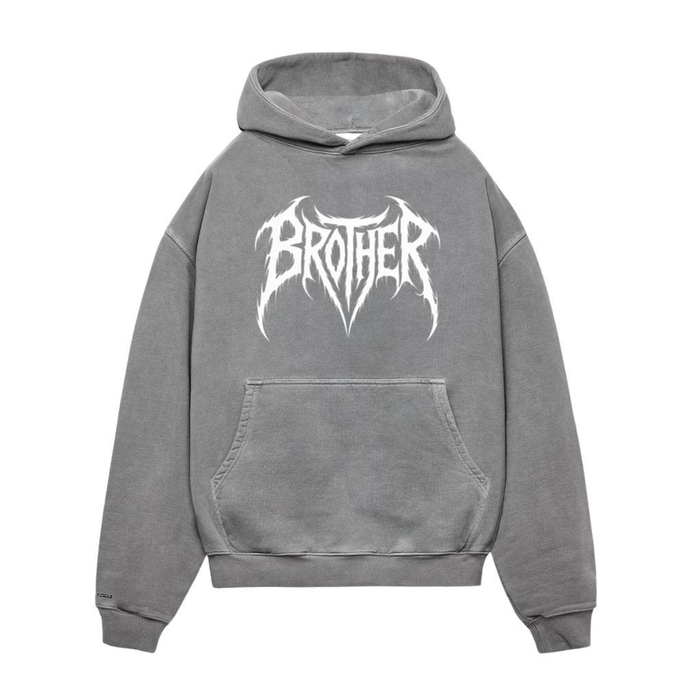 Brother Gothic Typography Logo Hoodies