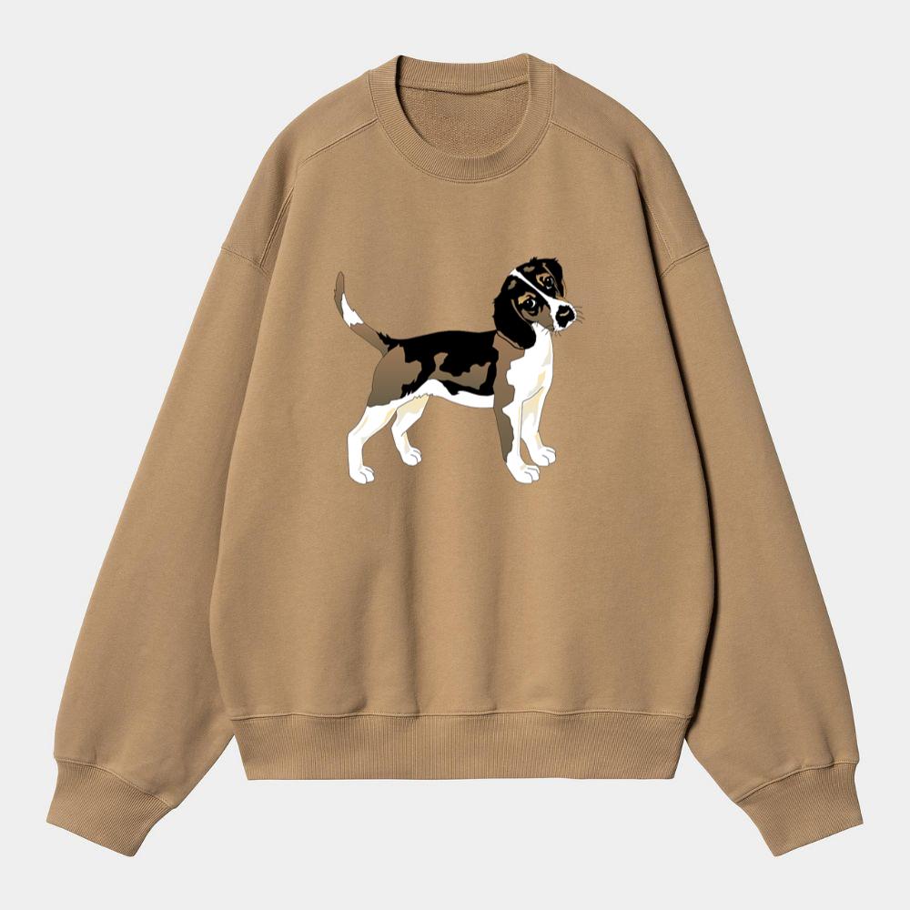 Brown White Cartoon Beagle Dog Sweatshirt