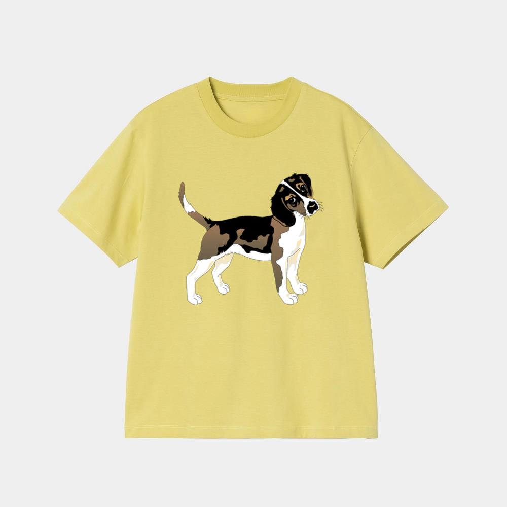 Brown White Cartoon Beagle Dog T-Shirt - Image 3