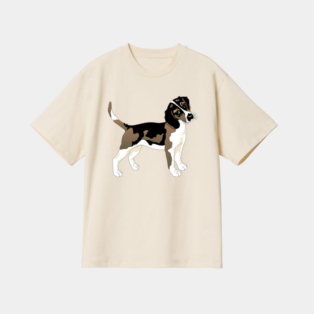 Brown White Cartoon Beagle Dog T-Shirt - Image 4