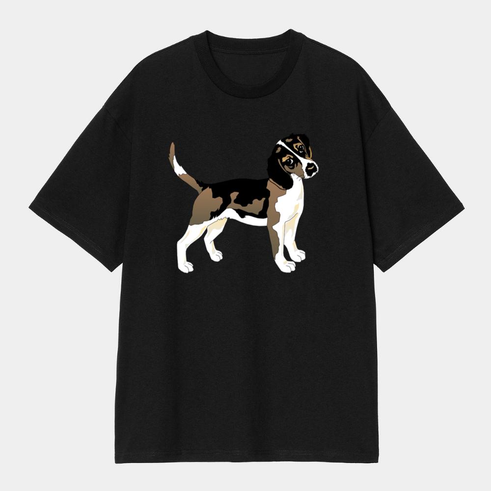 Brown White Cartoon Beagle Dog T-Shirts