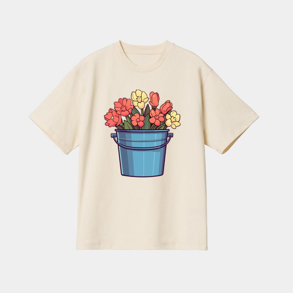 Bucket Full Of Flowers T-Shirt - Image 4