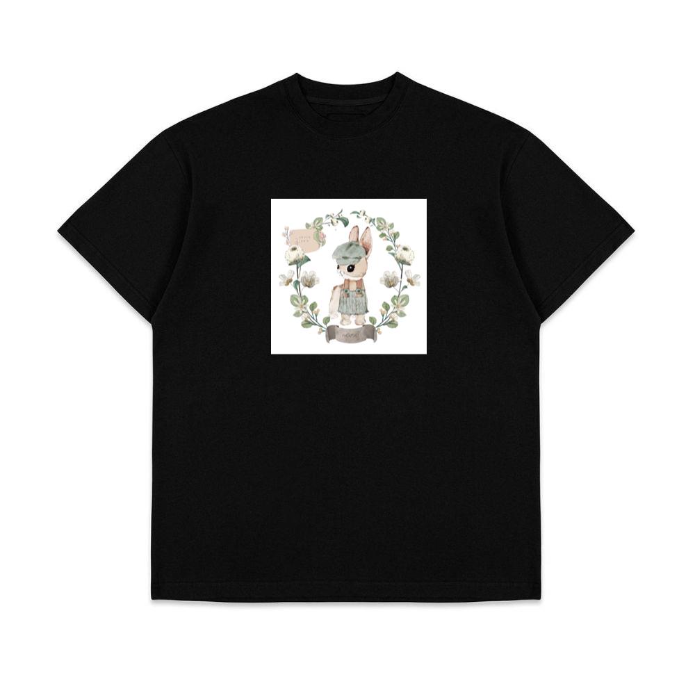 Bunny in Overalls with Floral Wreath T-Shirts