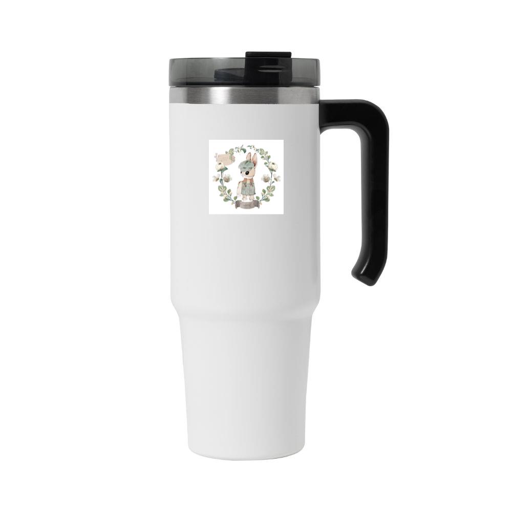 Bunny in Overalls with Floral Wreath Tumbler