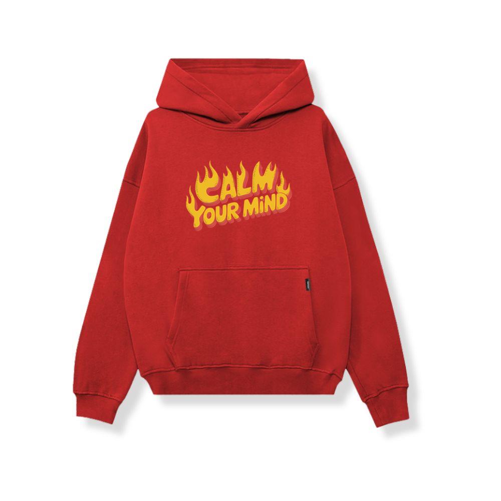 Calm Your Mind Retro Flame Text Design Hoodie - Image 4