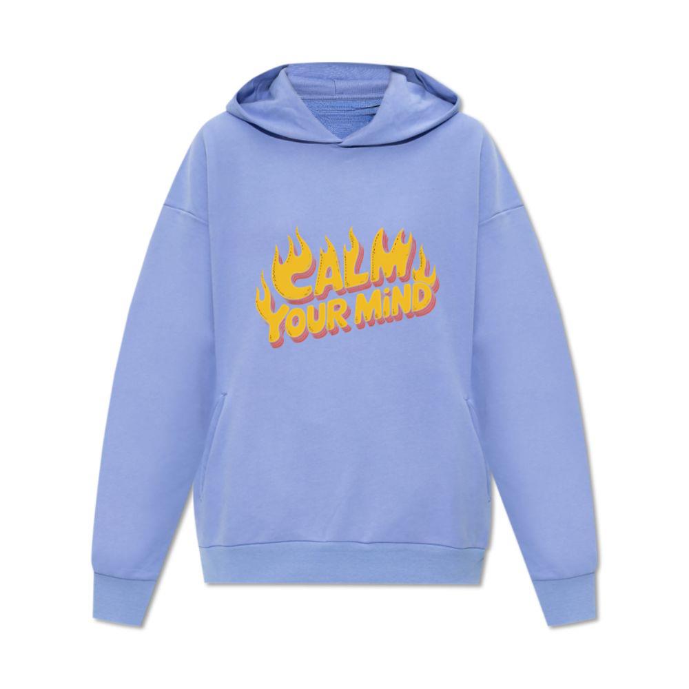 Calm Your Mind Retro Flame Text Design Hoodie