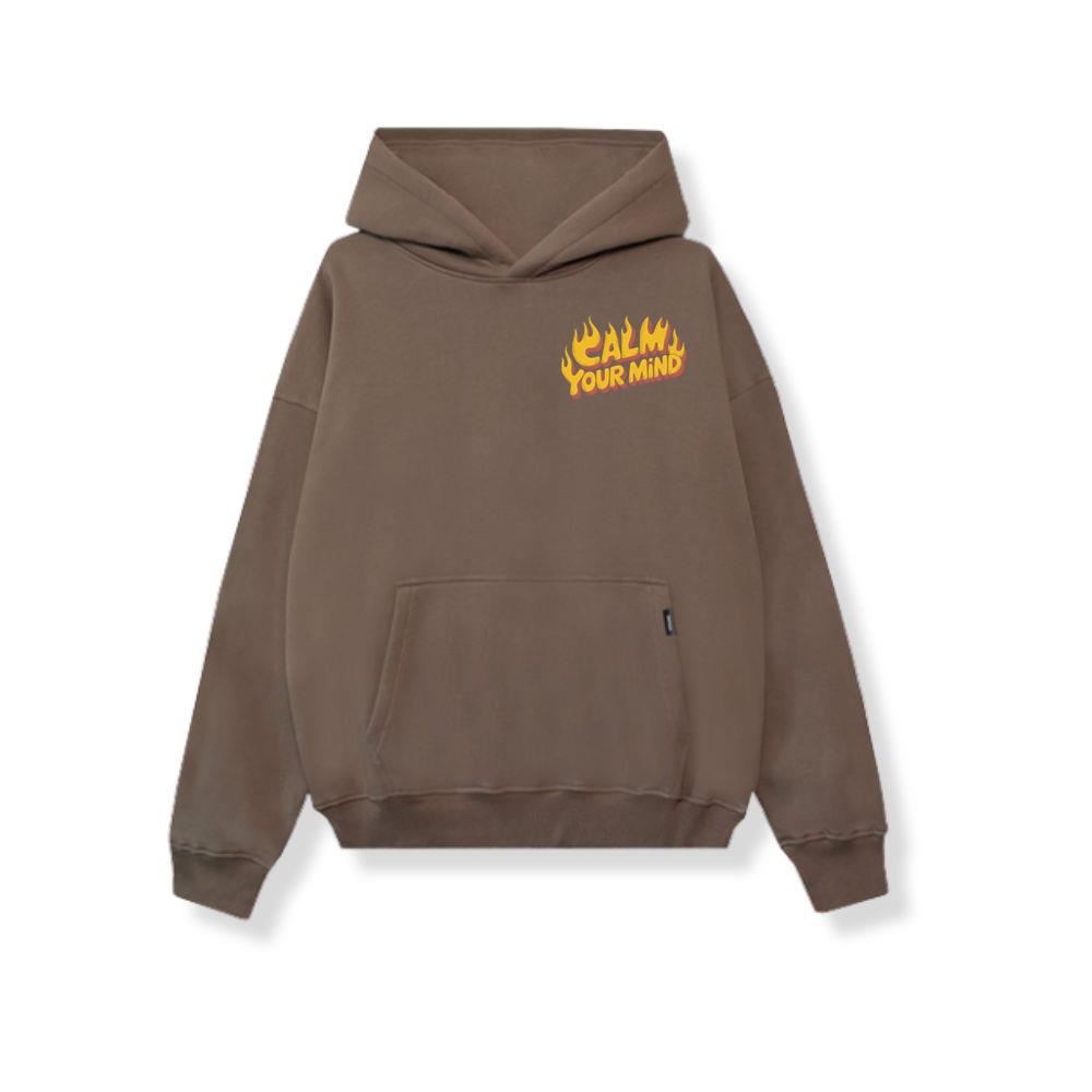 Calm Your Mind Retro Flame Text Design Hoodie - Image 2