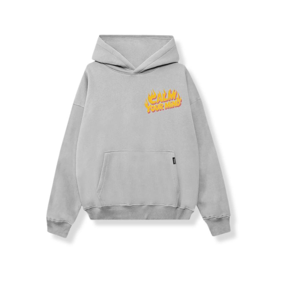 Calm Your Mind Retro Flame Text Design Hoodie