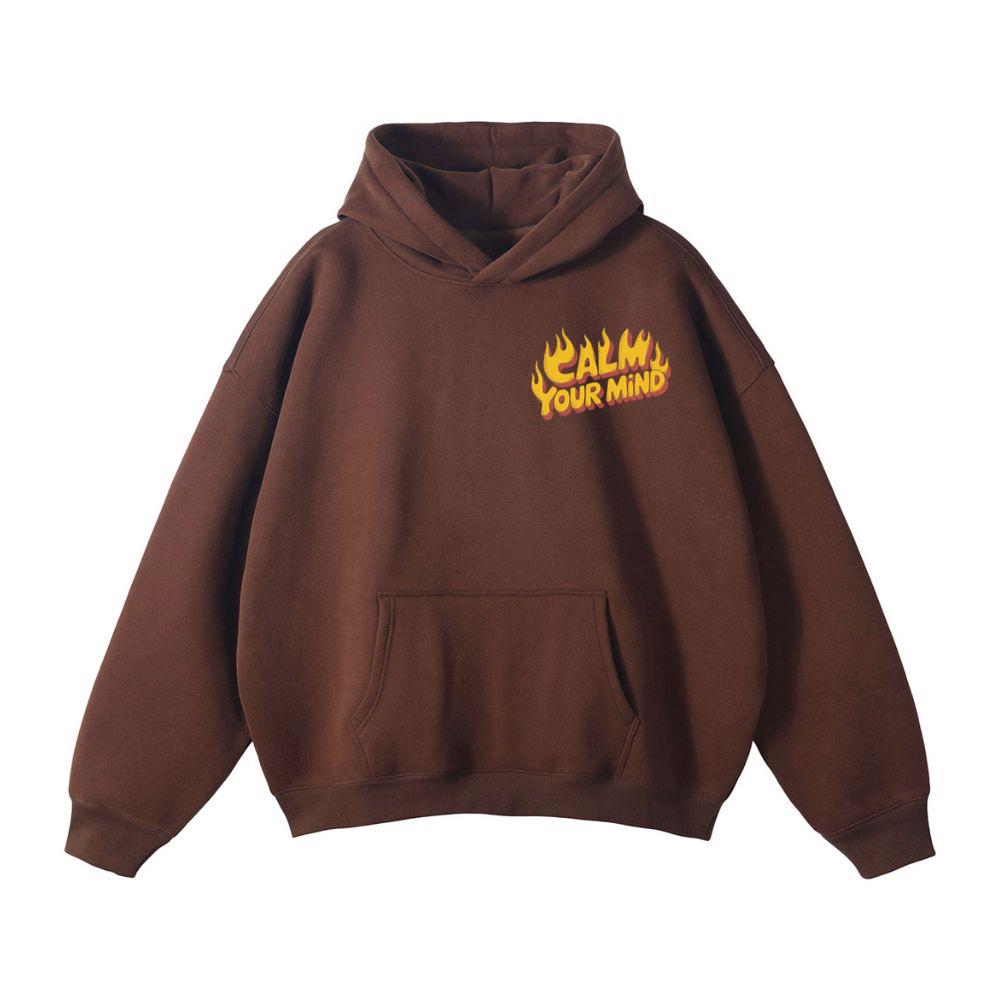 Calm Your Mind Retro Flame Text Design Hoodie - Image 2