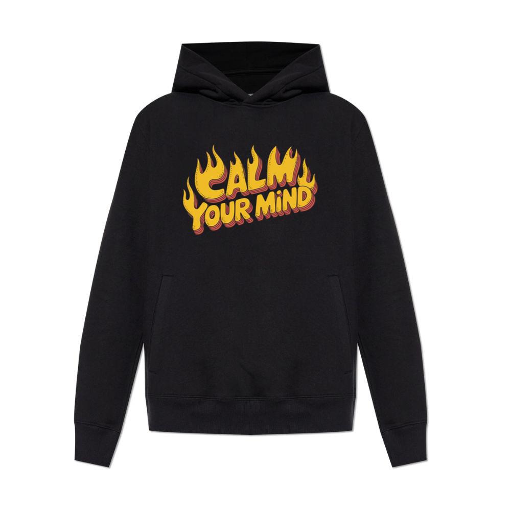 Calm Your Mind Retro Flame Text Design Hoodies