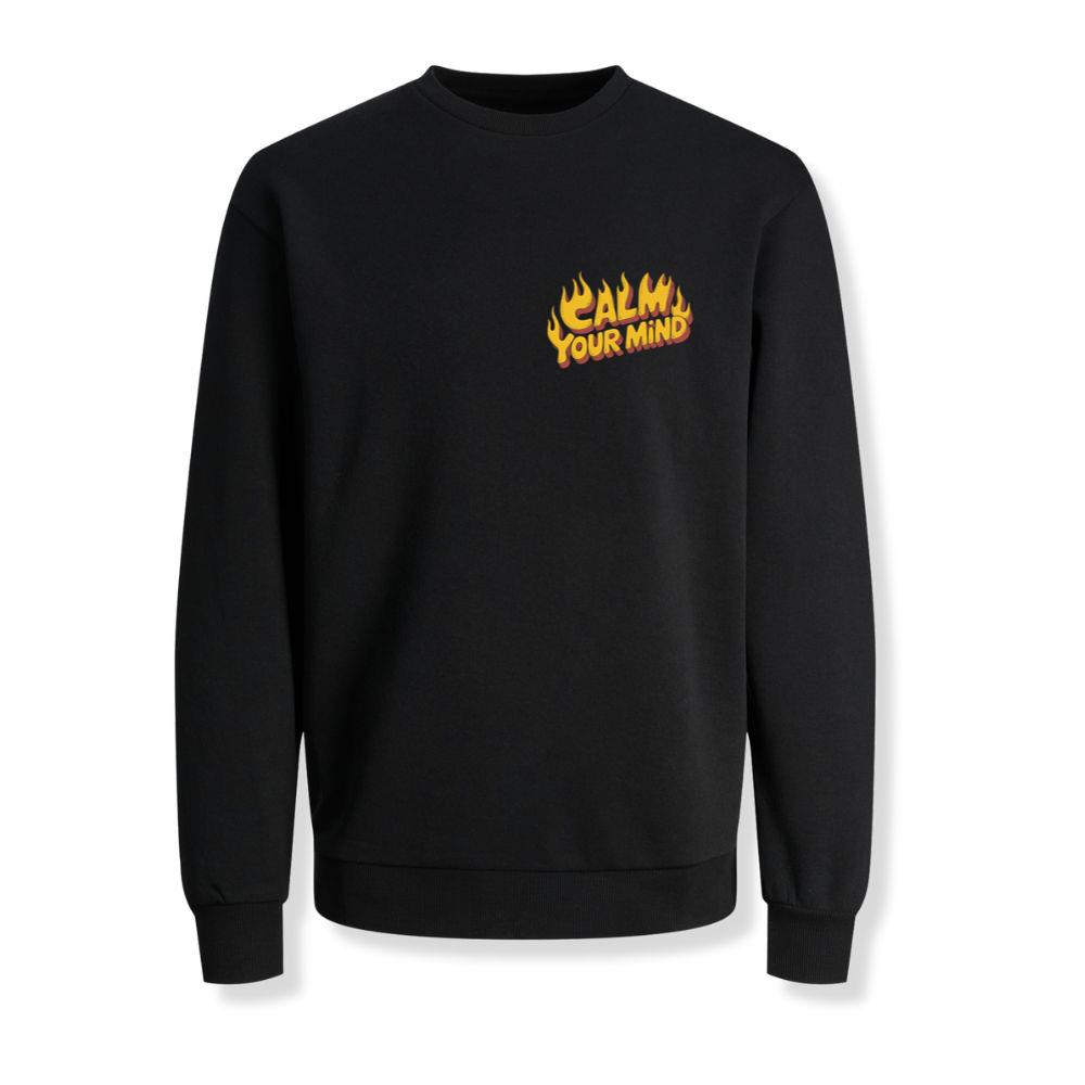 Calm Your Mind Retro Flame Text Design Sweatshirt