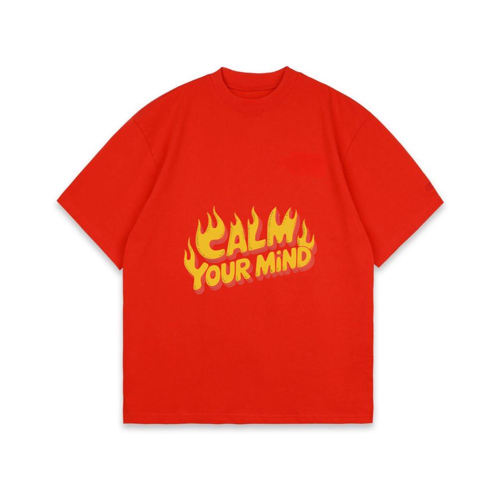 Calm Your Mind Retro Flame Text Design T-Shirt