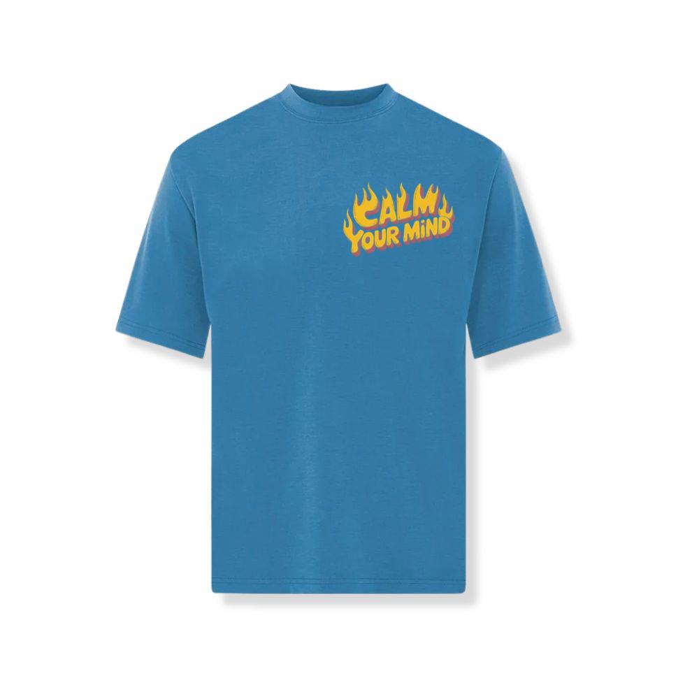 Calm Your Mind Retro Flame Text Design T-Shirt - Image 2