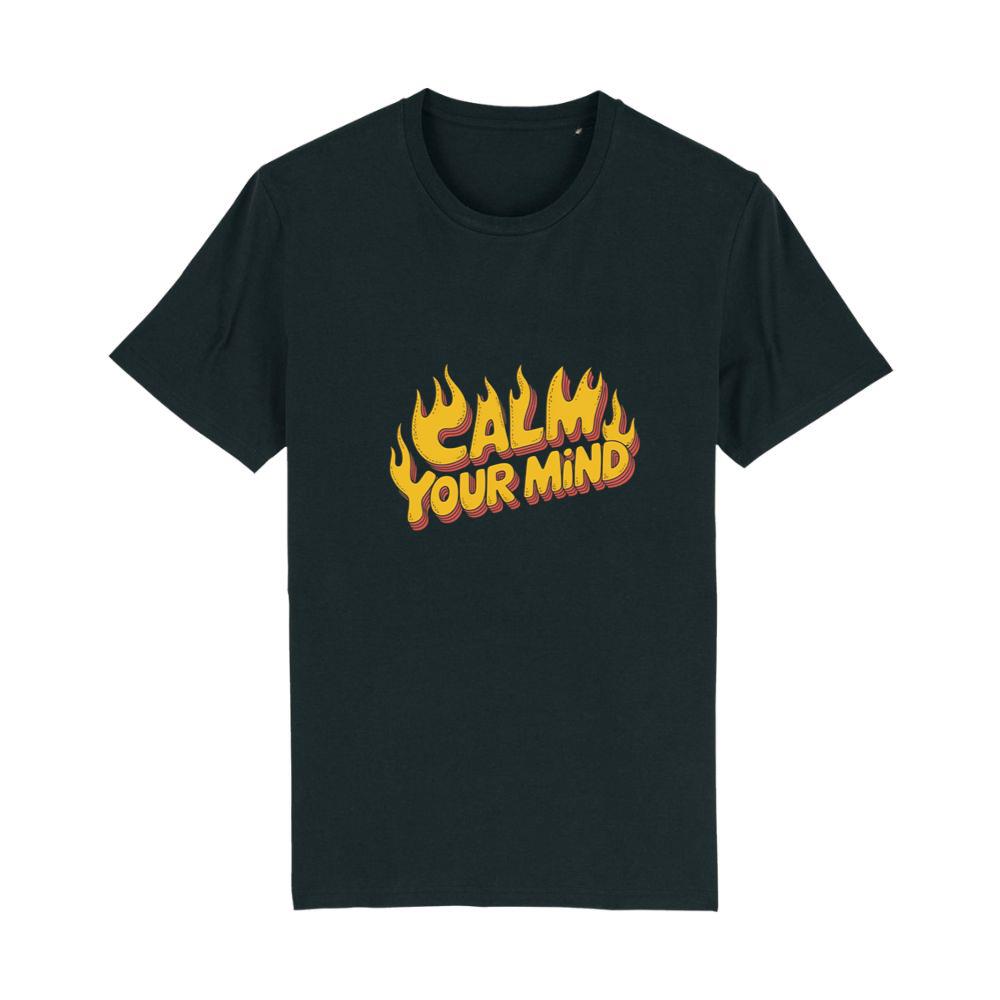 Calm Your Mind Retro Flame Text Design T-Shirts