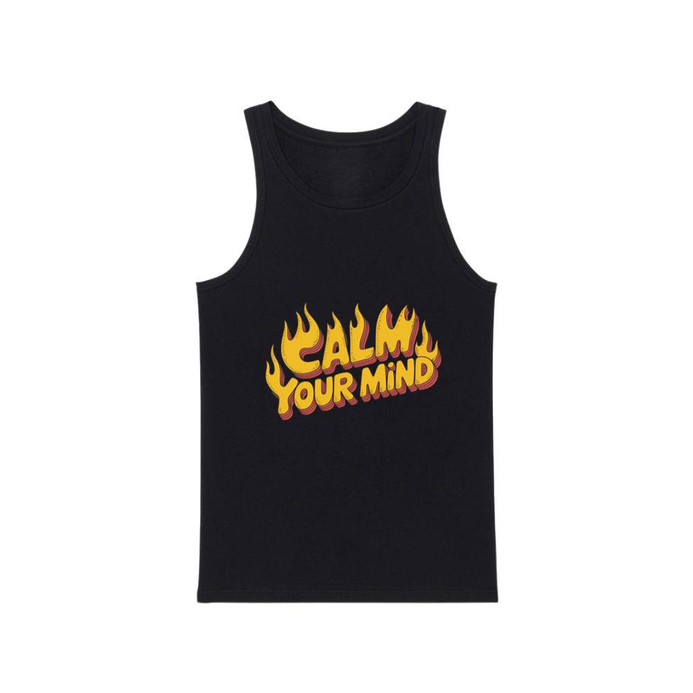 Calm Your Mind Retro Flame Text Design Tank Top