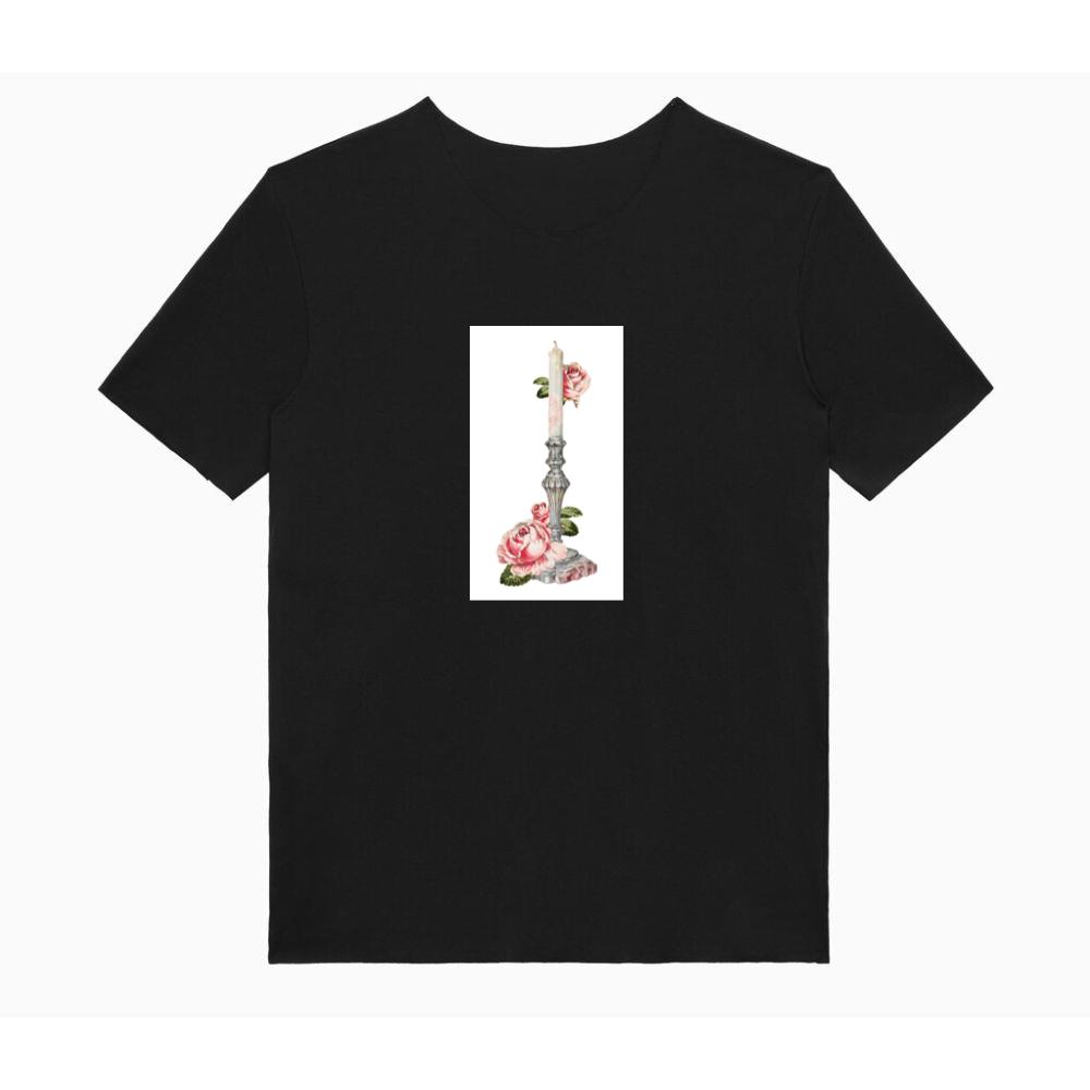 Candle and Roses in a Vintage Setting TShirts Tickertaz