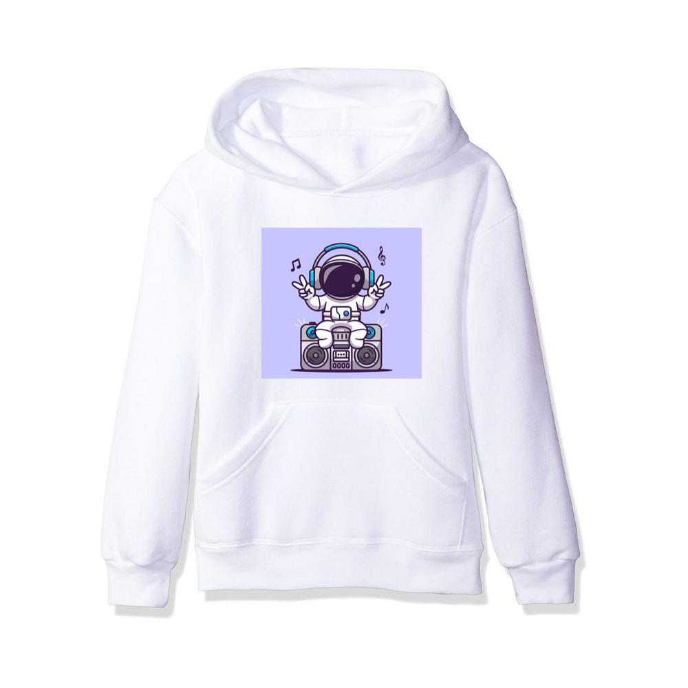 Cartoon Astronaut with Boombox Illustration Hoodies