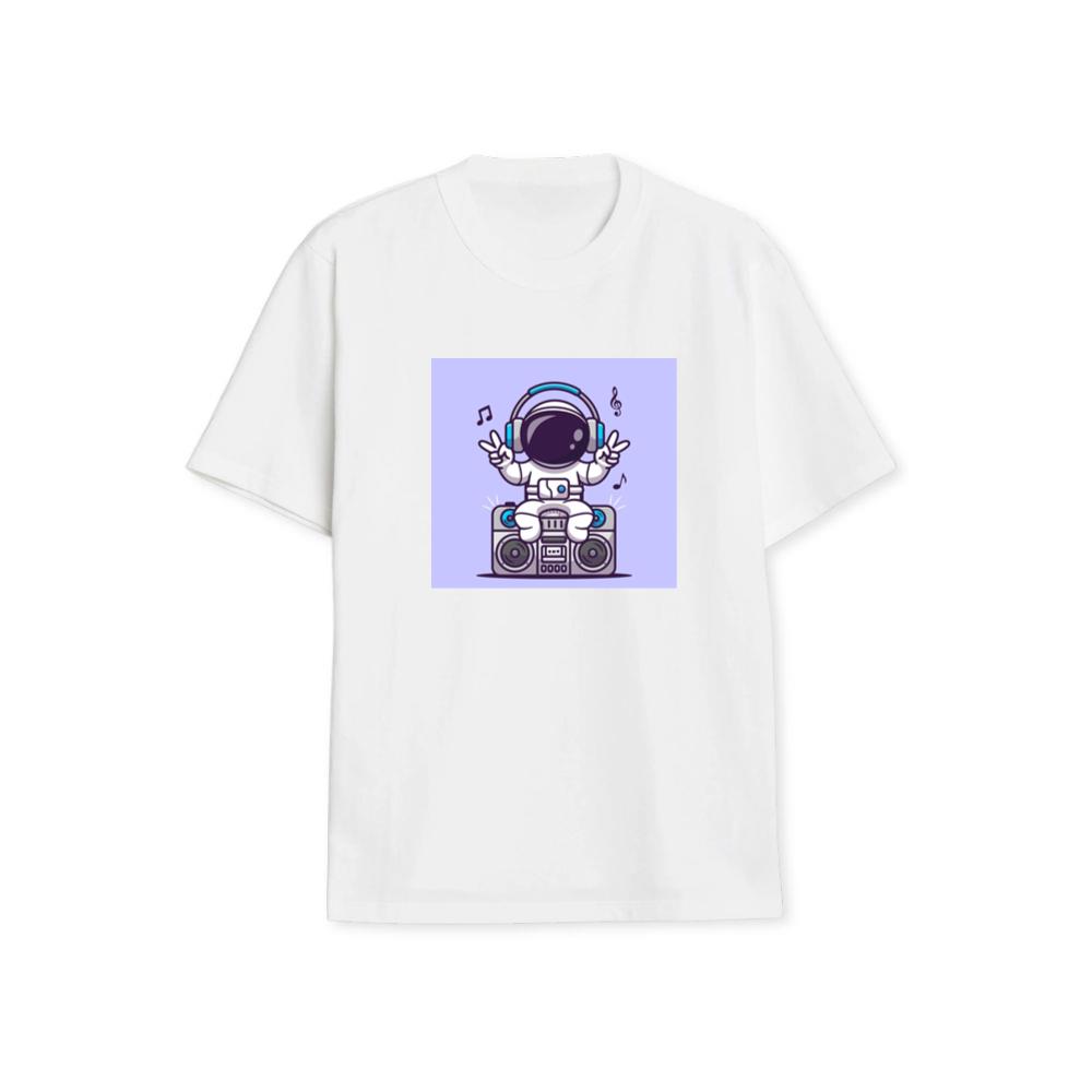 Cartoon Astronaut with Boombox Illustration T-Shirts