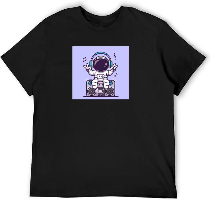 Cartoon Astronaut with Boombox Illustration T-Shirts
