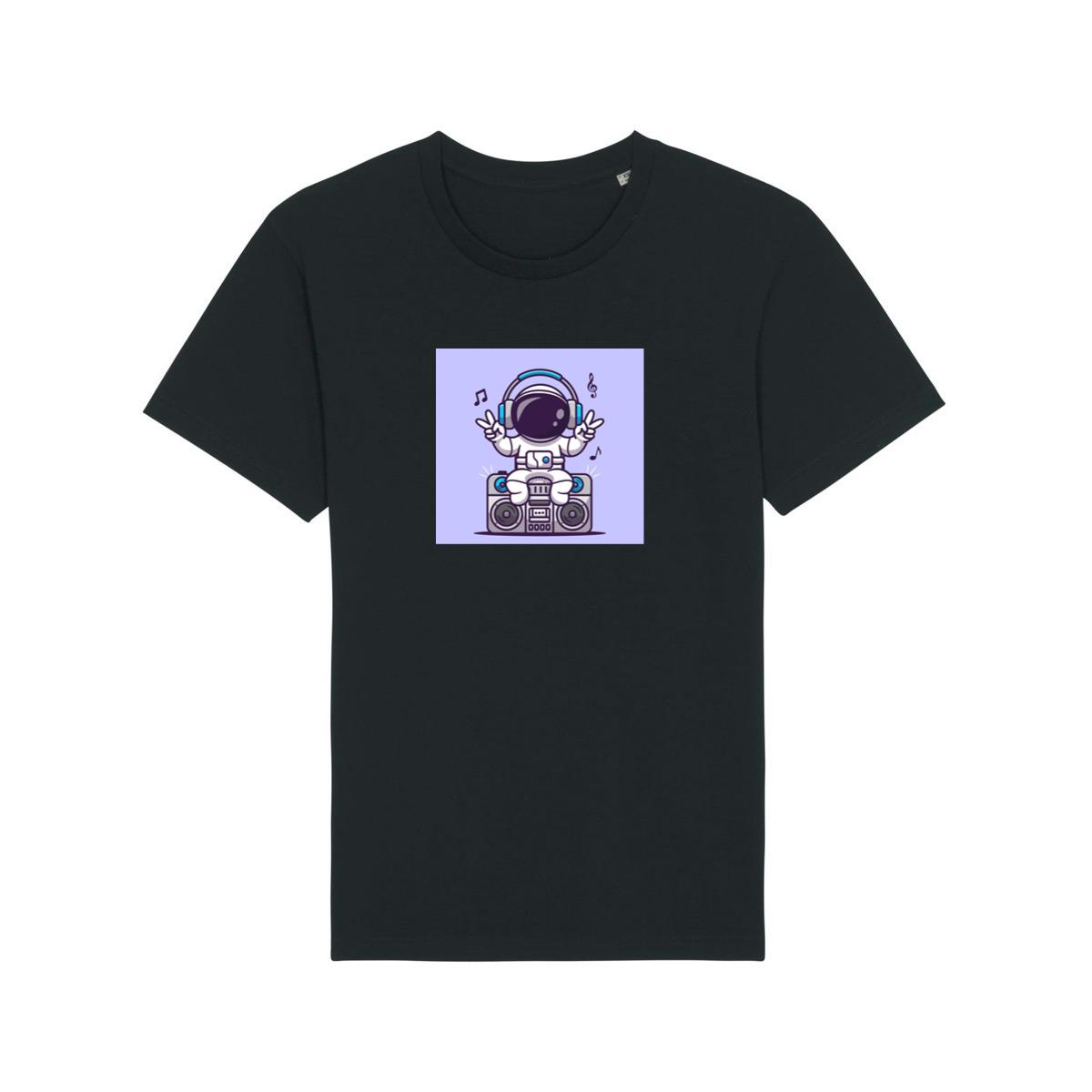 Cartoon Astronaut with Boombox Illustration T-Shirts