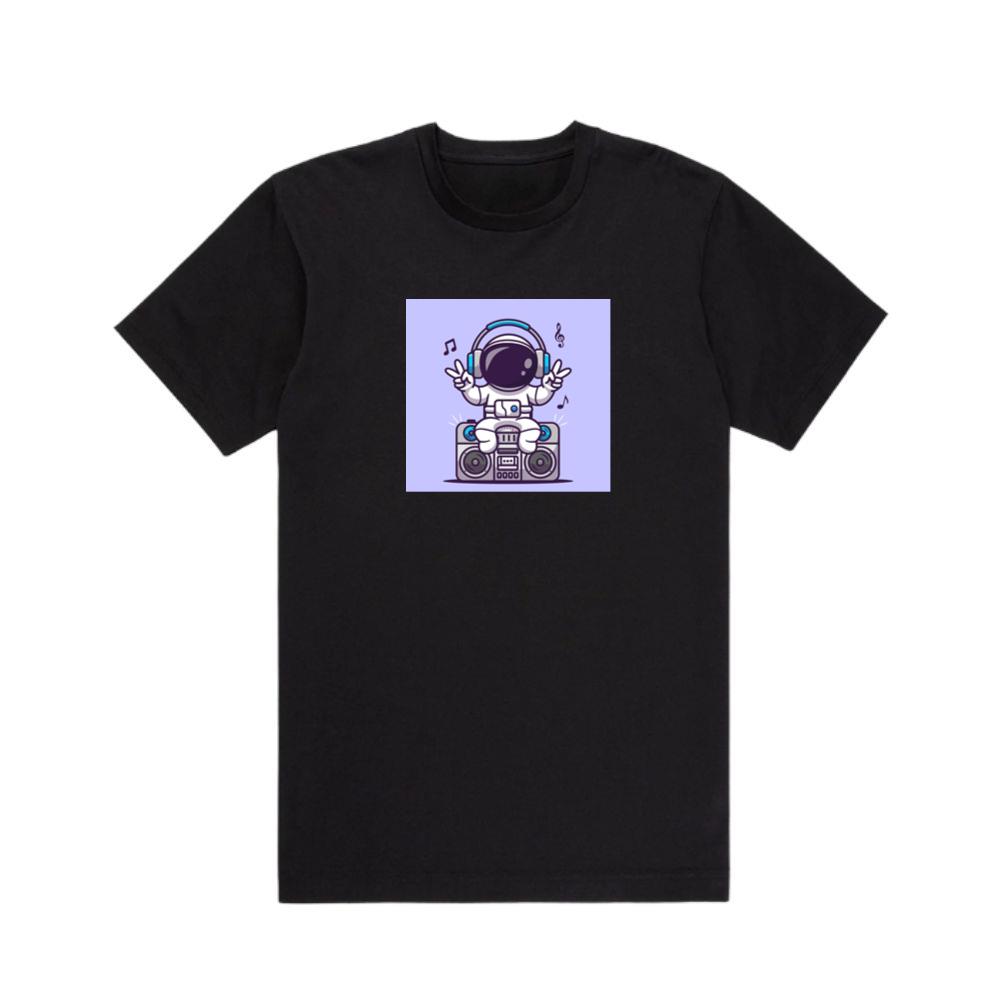 Cartoon Astronaut with Boombox Illustration T-Shirts